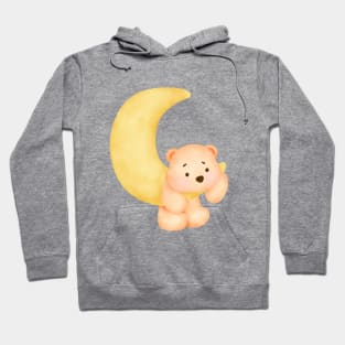 Cute teddy bear on the moon Hoodie